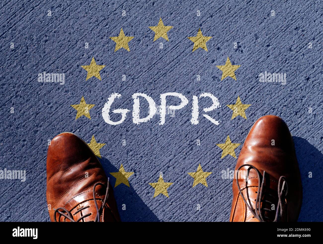 Low Section Of Man Standing By Gdpr Text Stock Photo