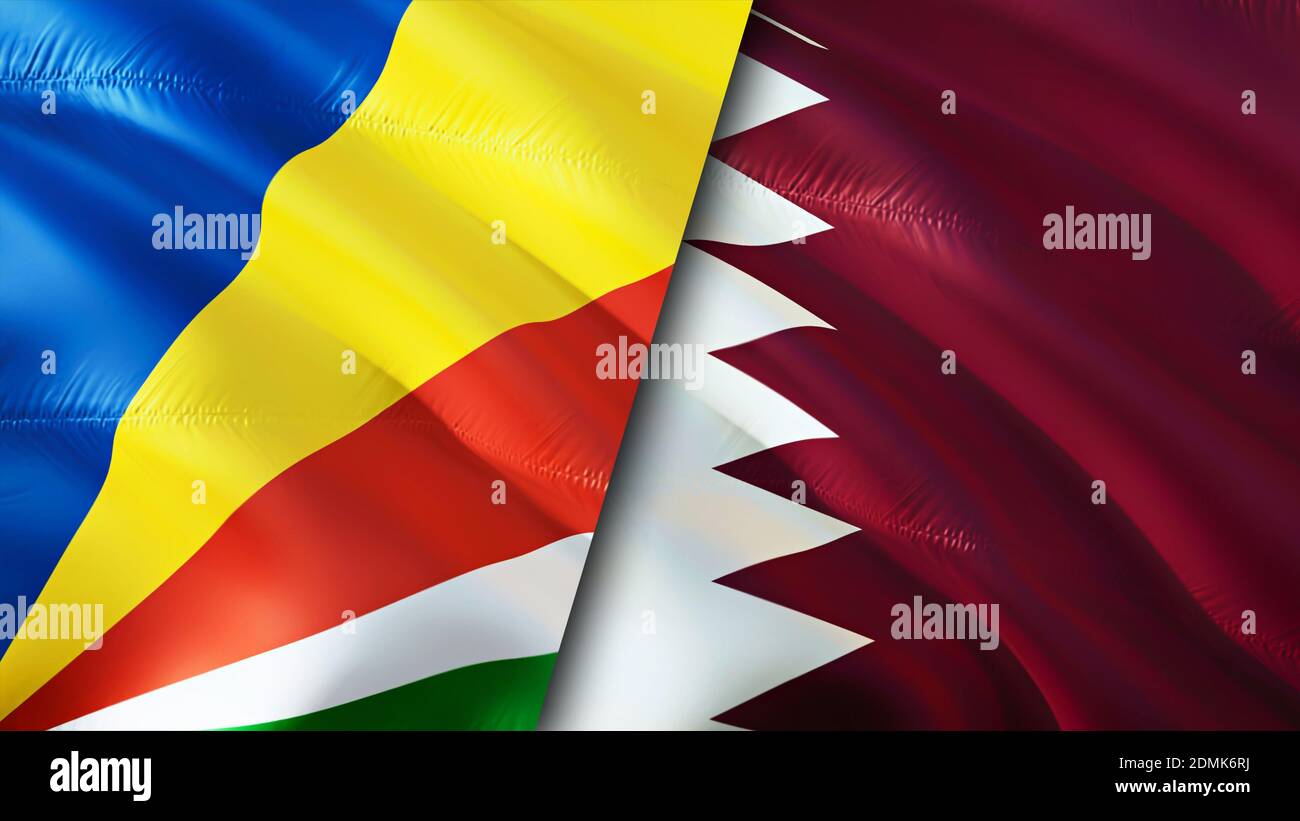 Seychelles and Qatar flags. 3D Waving flag design. Seychelles Qatar flag,  picture, wallpaper. Seychelles vs Qatar image,3D rendering. Seychelles  Qatar Stock Photo - Alamy