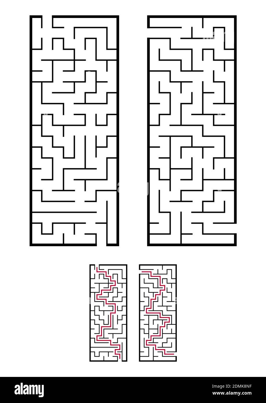 A set of two rectangular mazes. Game for kids. Puzzle for children. One