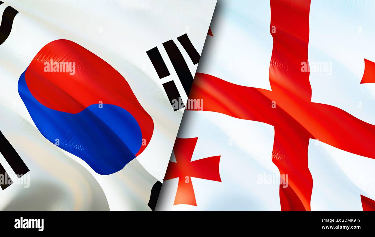 South Korea and flags. 3D Waving flag design. South Korea