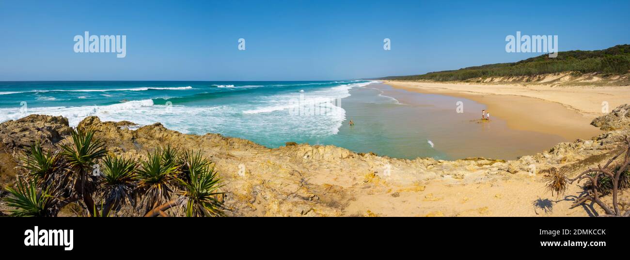 Panorama of Point Lookout Beach, Stradbroke Island, Queensland, Australia Stock Photo