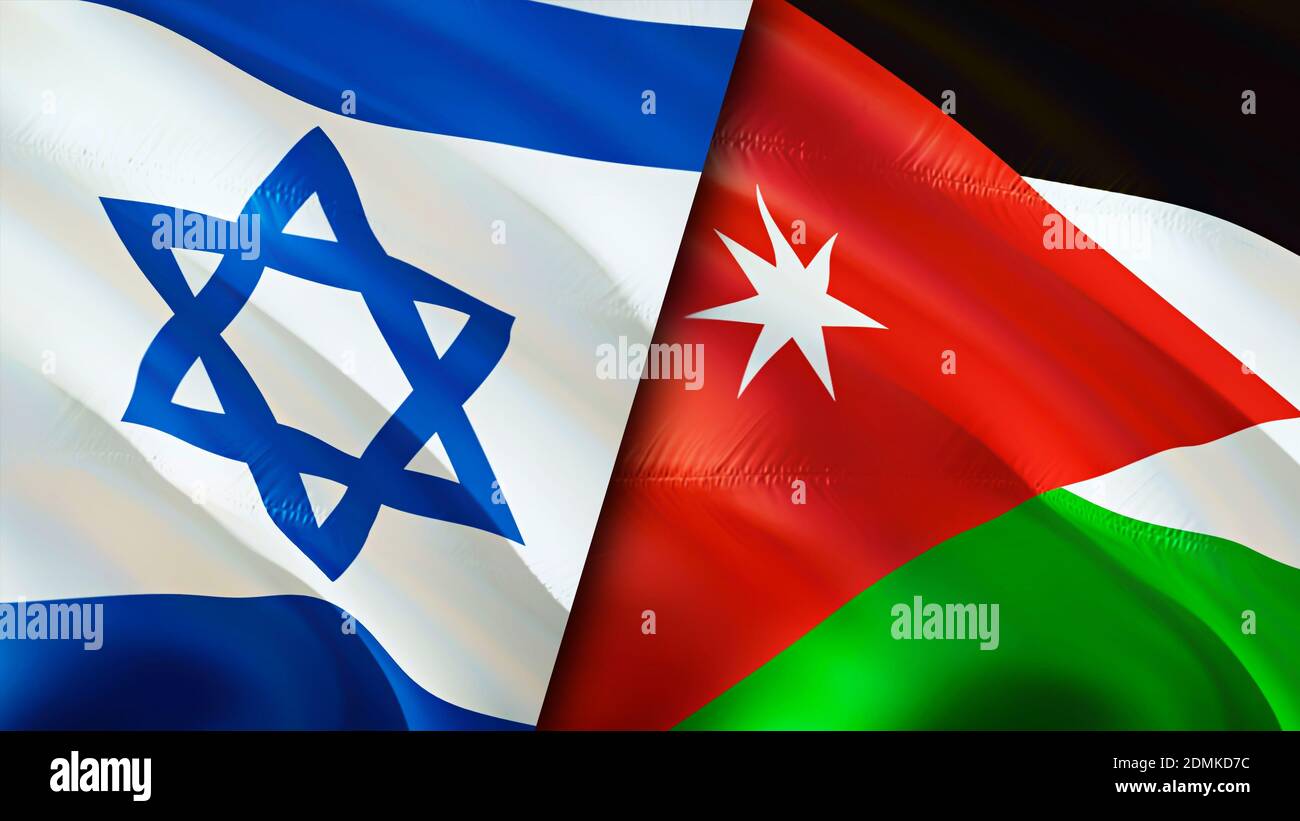 Israel and Jordan flags. 3D Waving flag design. Israel Jordan flag,  picture, wallpaper. Israel vs Jordan image,3D rendering. Israel Jordan  relations a Stock Photo - Alamy