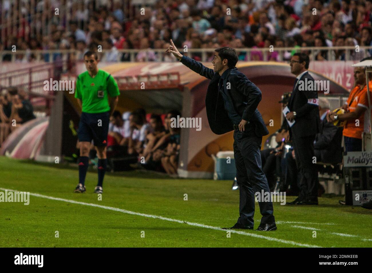 Marcelino, coach of Villarreal, during the match of La Liga BBVA between Sevilla FC and Villarreal at the Ramon Sanchez Pizjuan Stadium on October 26, 2014 in Seville, Spain Stock Photo