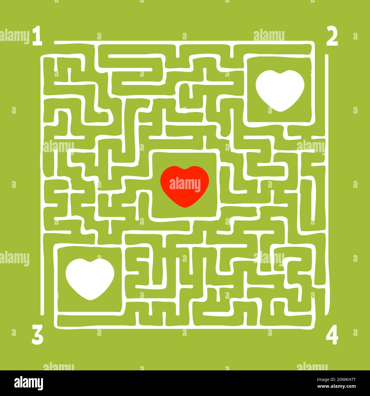 Abstract square maze. Game for kids. Puzzle for children. Four