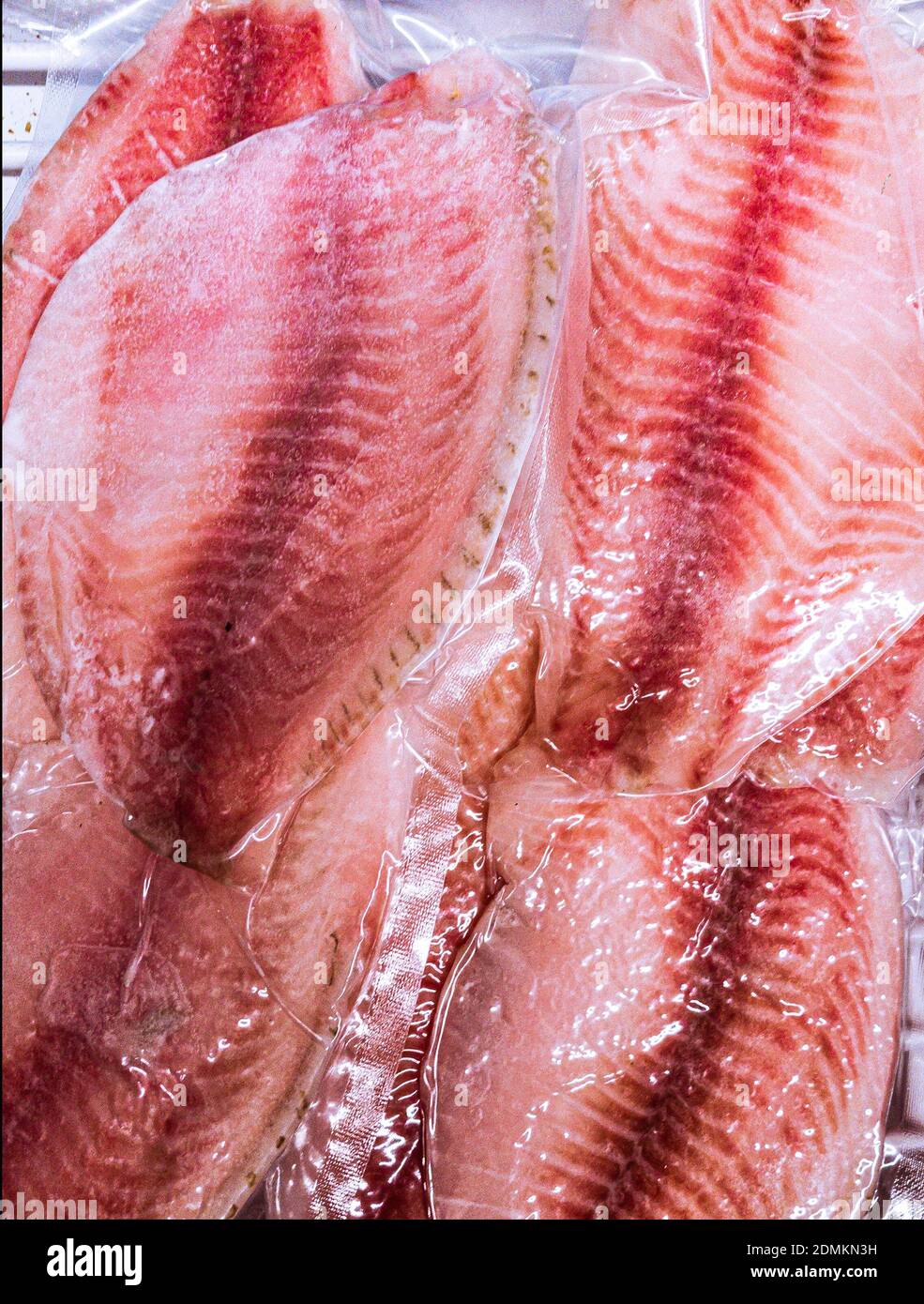 frozen vacuum packed fish fillet Stock Photo