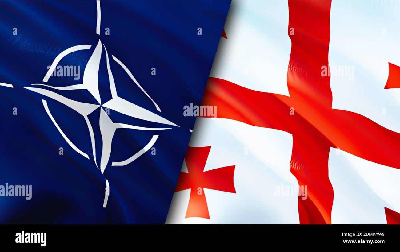 NATO and flags. 3D Waving flag design. NATO flag