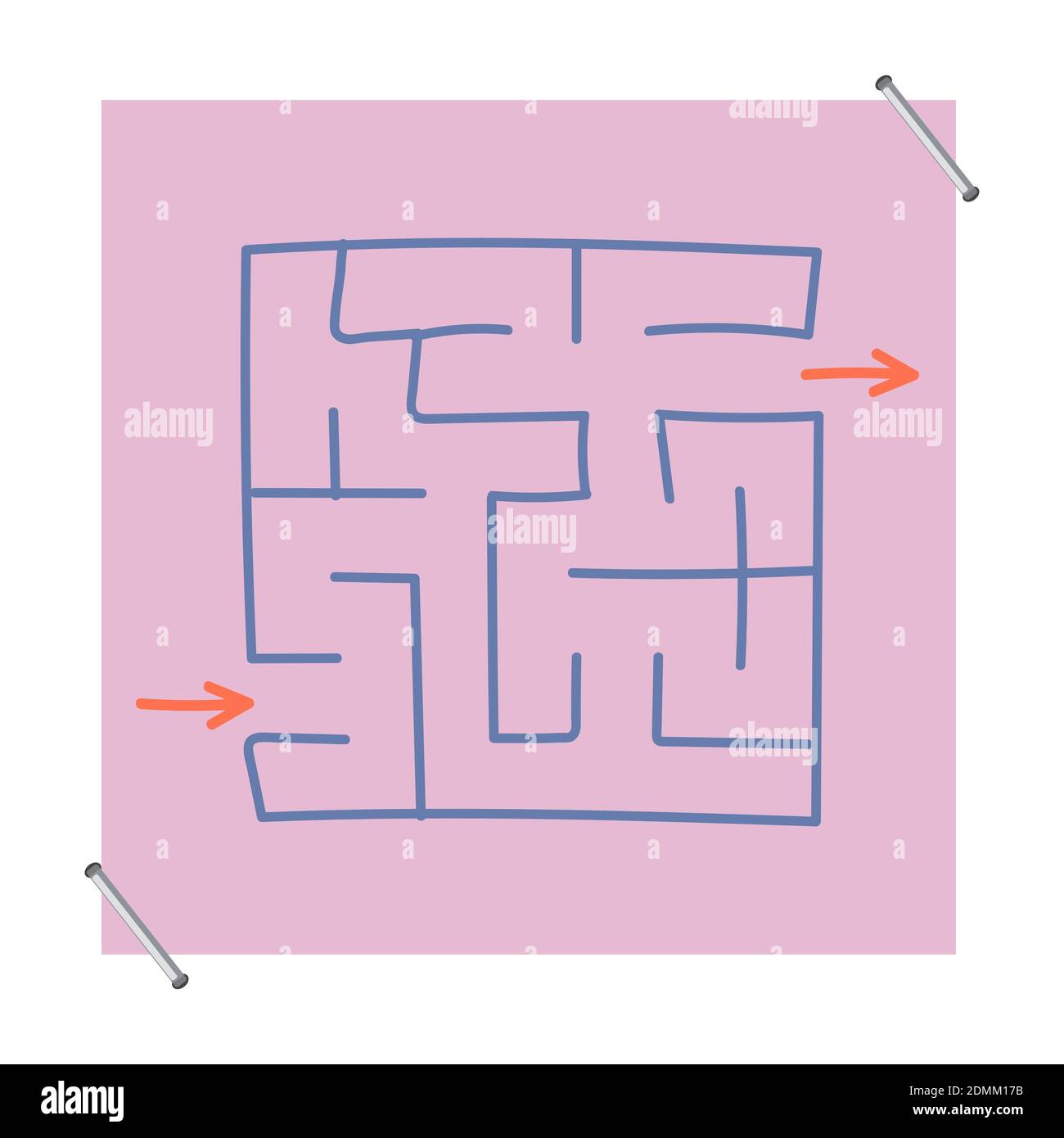 Easy Mazes To Draw - Square Maze Game For Kids Puzzle For Children Easy Level Of Difficulty Hand Drawing Labyrinth Conundrum Flat Vector Illustration Isolated On Sti 2DMM17B