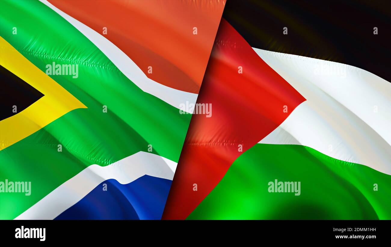 South Africa and Palestine flags. 3D Waving flag design. South Africa  Palestine flag, picture, wallpaper. South Africa vs Palestine image,3D  rendering Stock Photo - Alamy