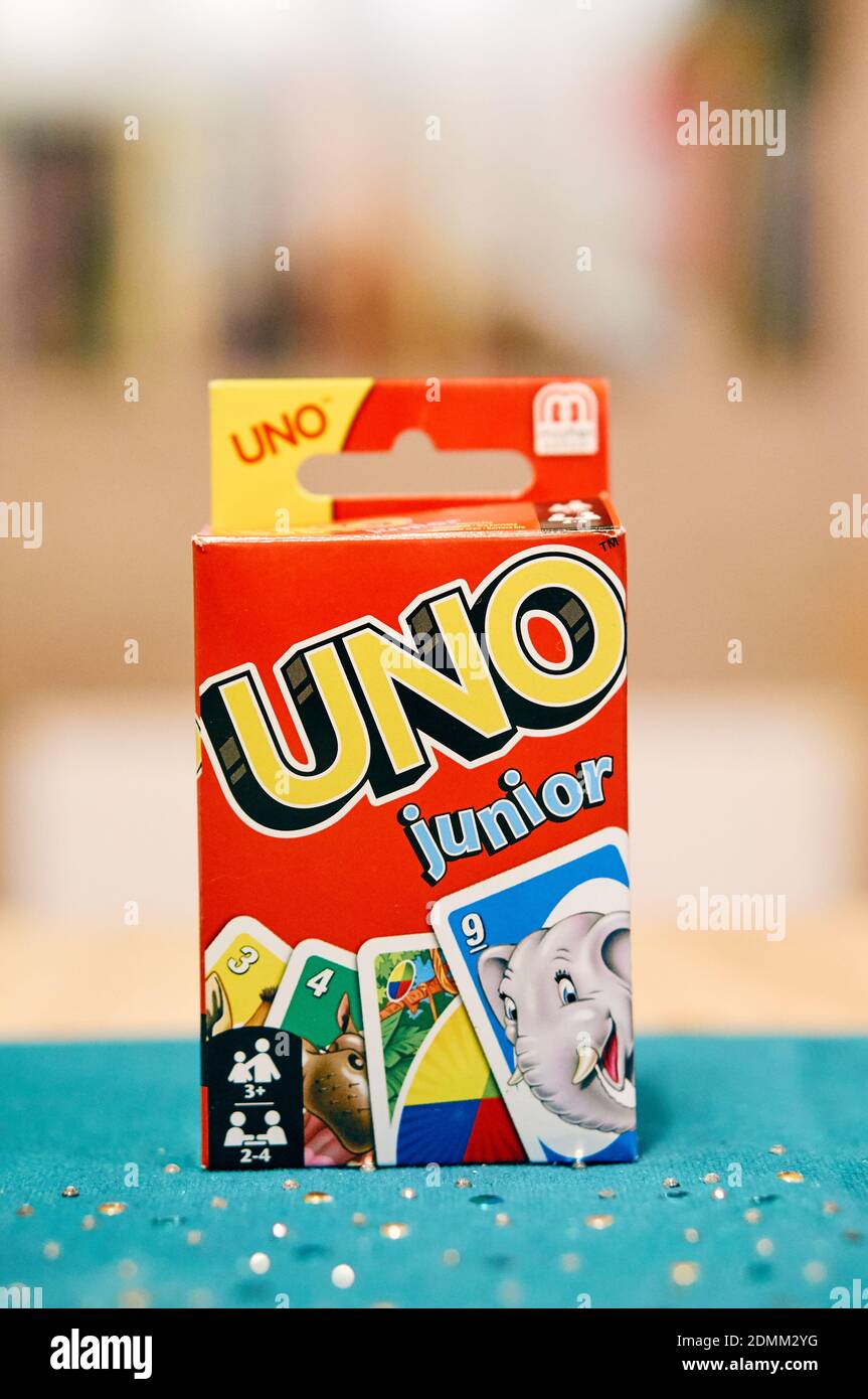 POZ, POLAND - Oct 07, 2017: Uno Junior card game in a box on a table Stock  Photo - Alamy