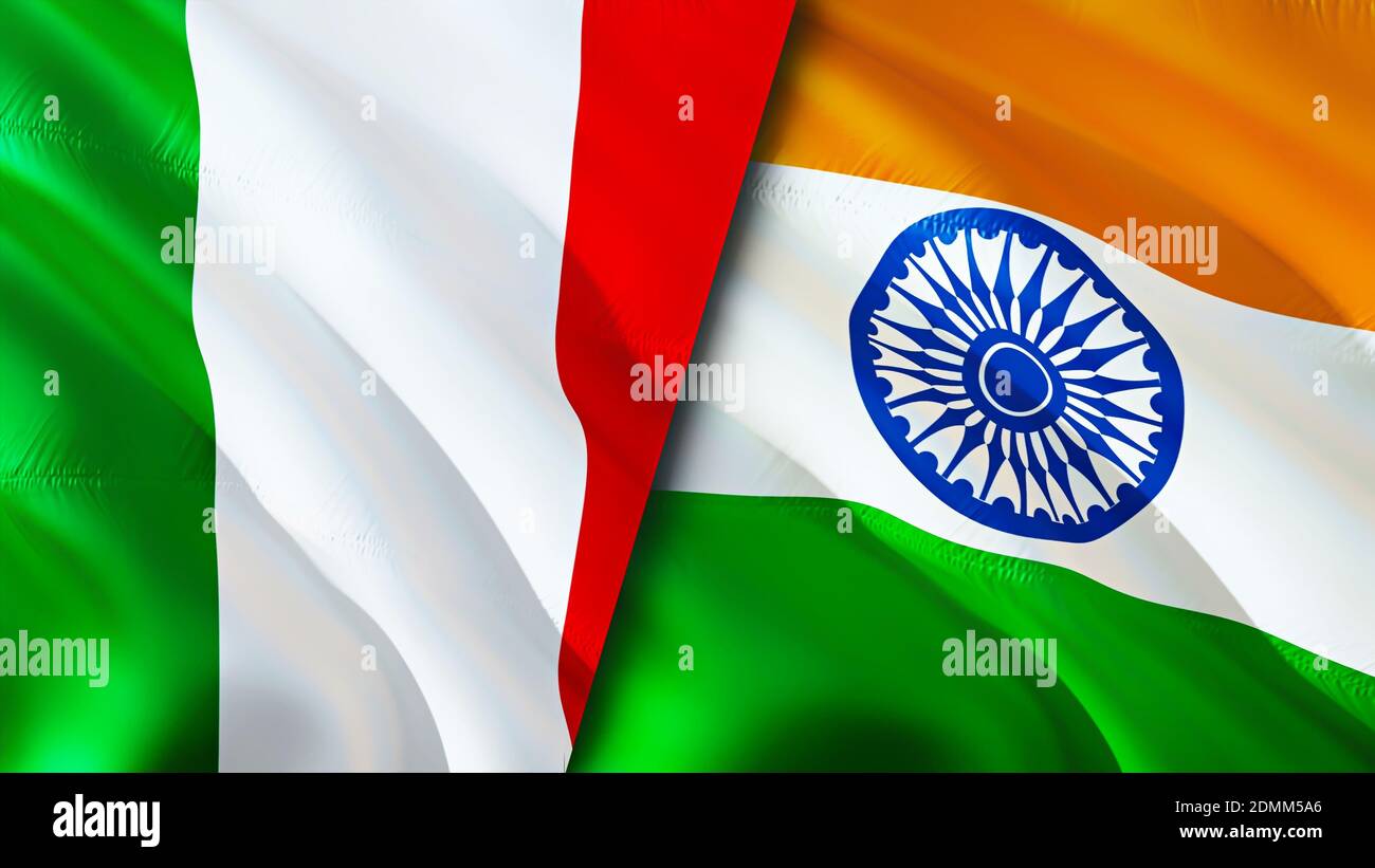 Italy and India flags. 3D Waving flag design. Italy India flag, picture,  wallpaper. Italy vs India image,3D rendering. Italy India relations  alliance Stock Photo - Alamy