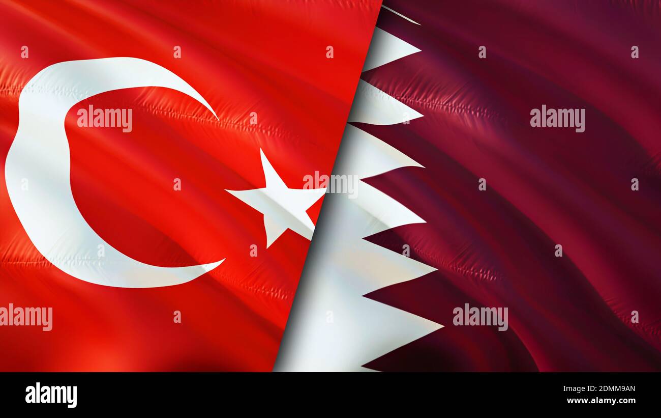 Turkey and Qatar flags. 3D Waving flag design. Turkey Qatar flag, picture,  wallpaper. Turkey vs Qatar image,3D rendering. Turkey Qatar relations allia  Stock Photo - Alamy