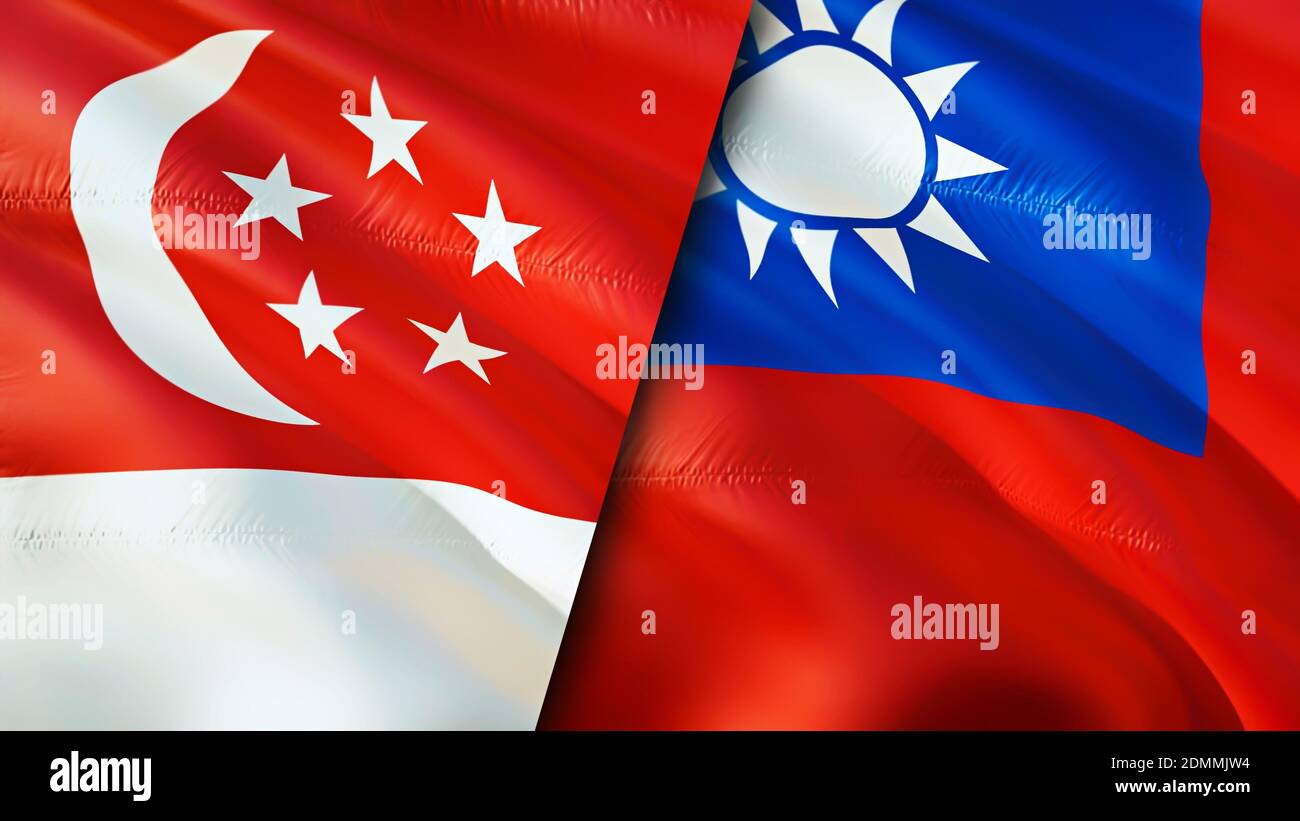 Singapore and Taiwan flags. 3D Waving flag design. Singapore Taiwan flag,  picture, wallpaper. Singapore vs Taiwan image,3D rendering. Singapore Taiwan  Stock Photo - Alamy