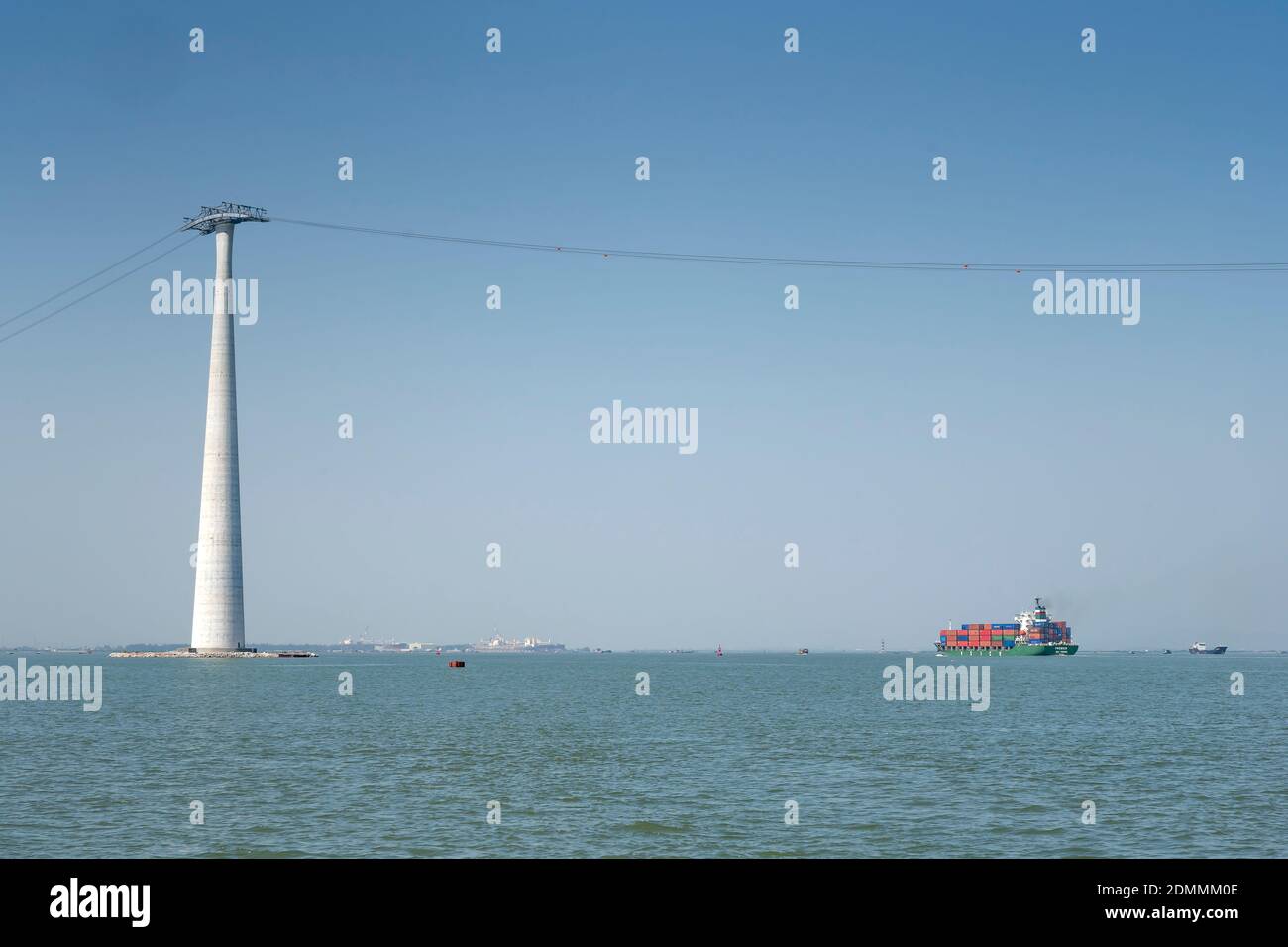 Lan Ha Bay, Quang Ninh province, Vietnam - November 12, 2020: Cable car on Lan Ha Bay in Quang Ninh province, Vietnam Stock Photo