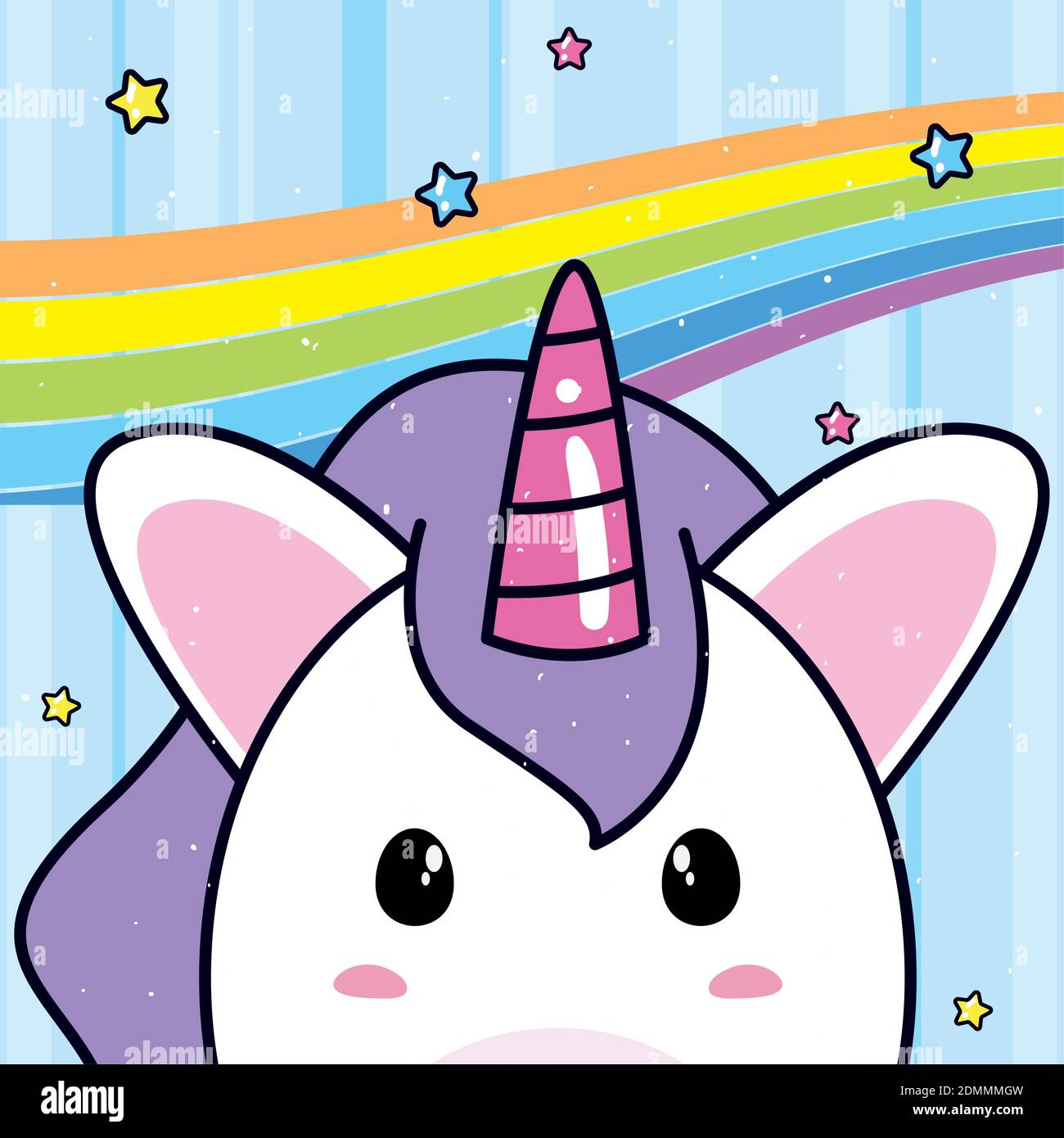unicorn horse cartoon face with rainbow design, magic fantasy fairytale ...