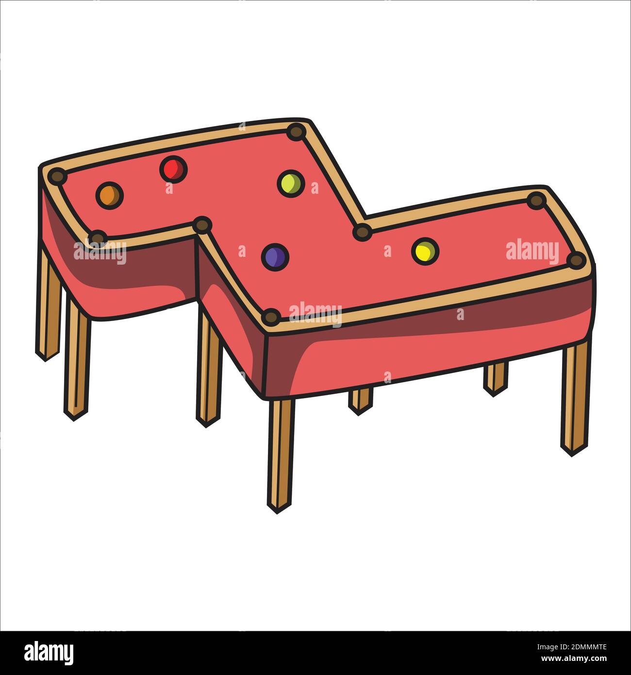 Zigzag pool table. Illustration, Vector Pool Table variation. Stock Vector