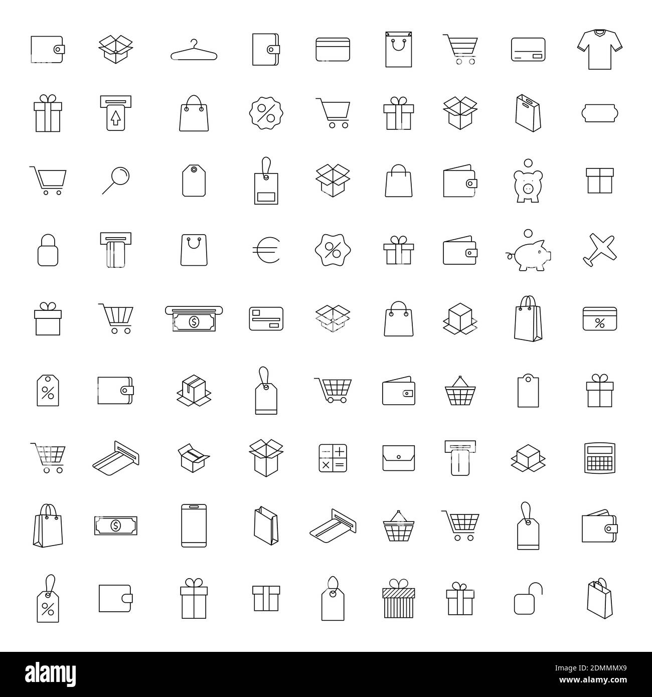 Finance and shopping icons set of thin lines, vector illustration Stock ...
