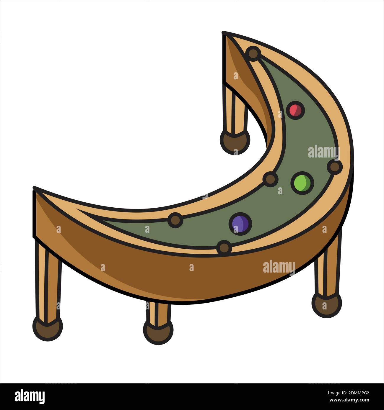 Crescent pool table. Illustration, Vector Pool Table variation. Stock Vector