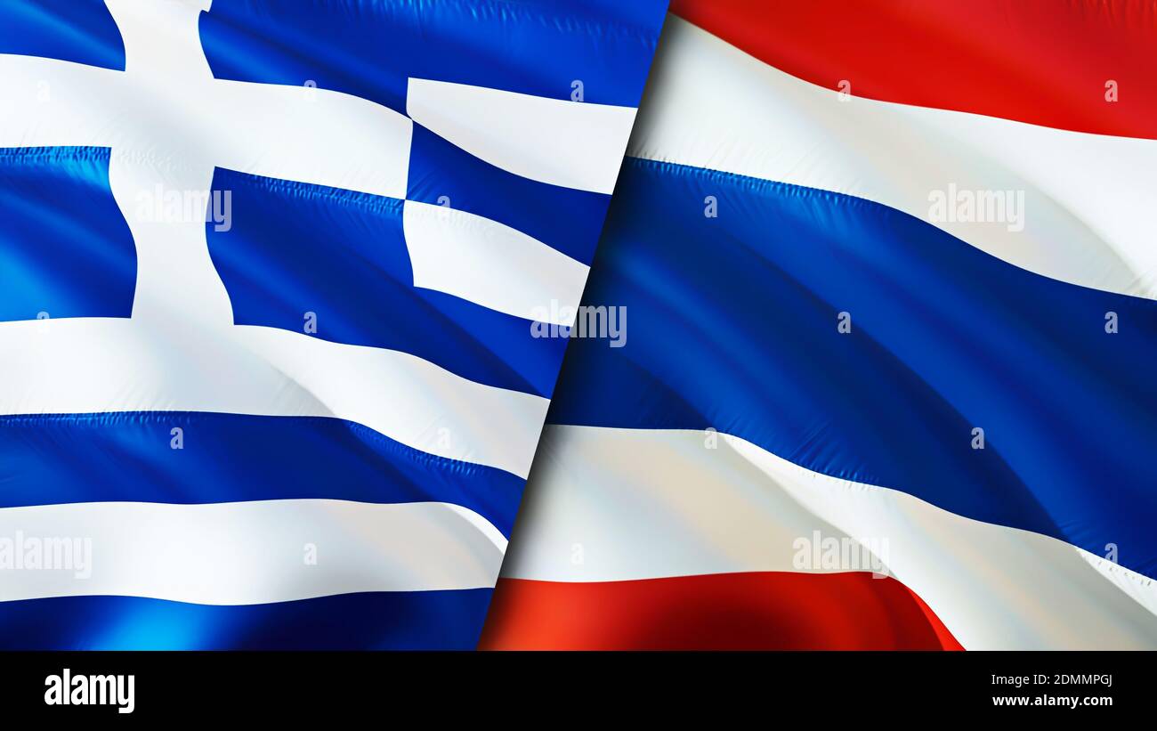 Greece and Thailand flags. 3D Waving flag design. Greece Thailand flag,  picture, wallpaper. Greece vs Thailand image,3D rendering. Greece Thailand  rel Stock Photo - Alamy
