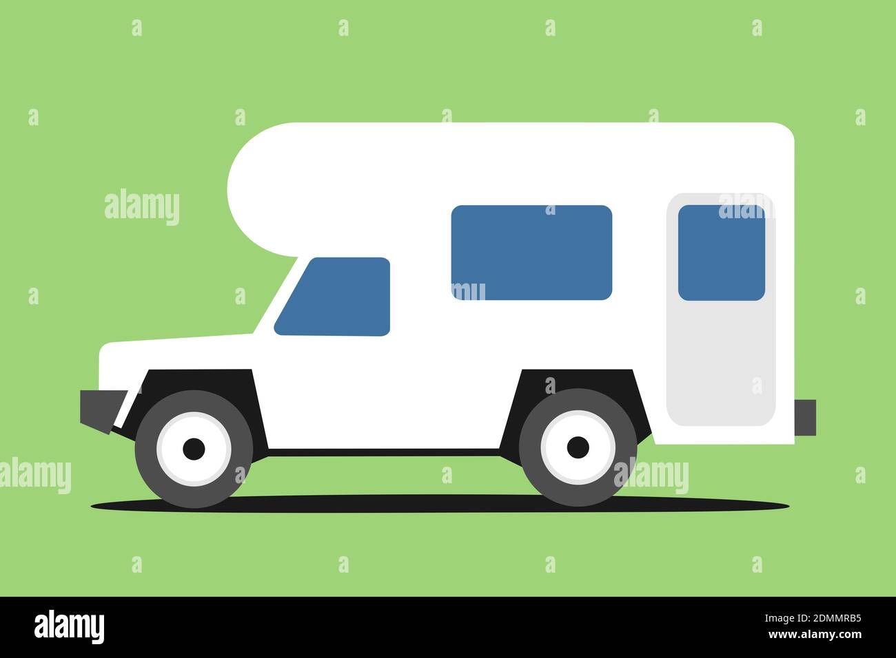 Recreational vehicle, motorhome and caravan - automobile and car with accommodation space. Vector illustration Stock Photo