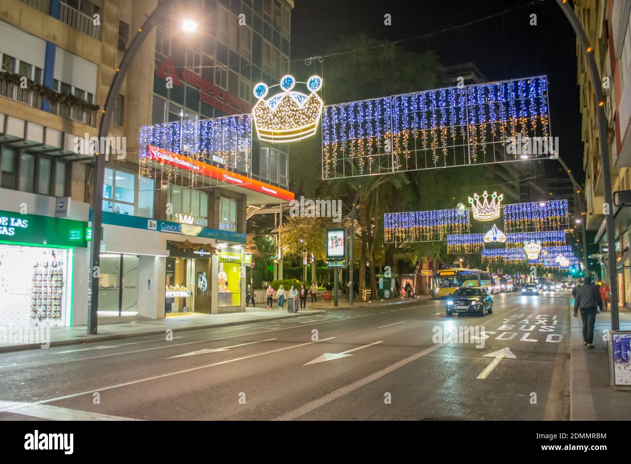 Christmas lights over the Gran Via del Escultor Francisco Salzillo in Murcia Spain Stock Photo