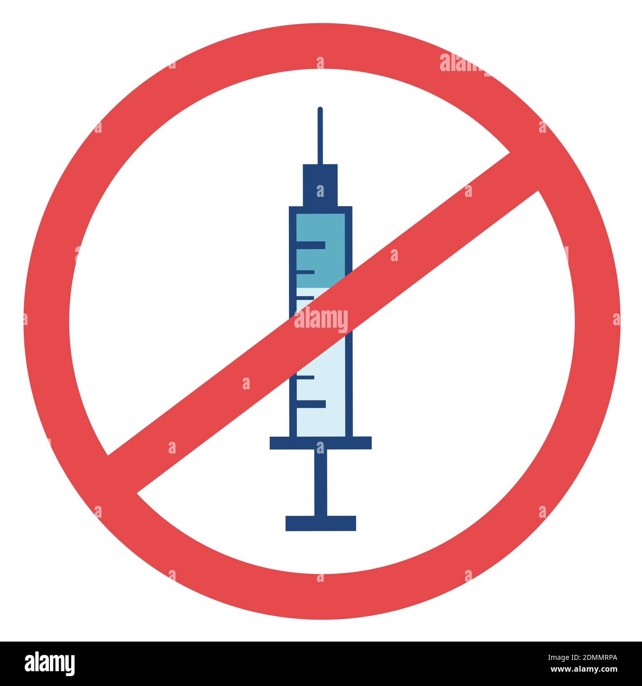 Drug injection / syringe with vaccination is probibited, forbidden ...