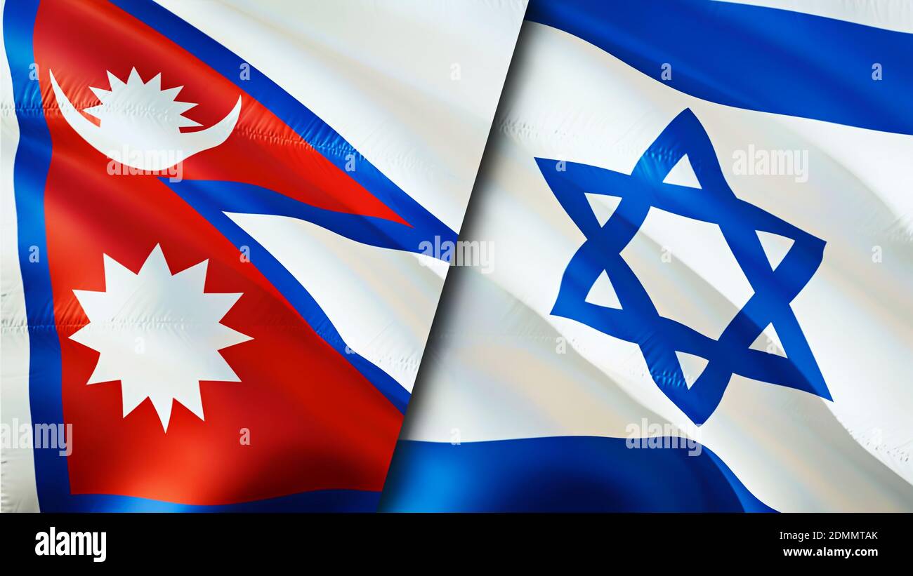 Nepal and Israel flags. 3D Waving flag design. Nepal Israel flag ...