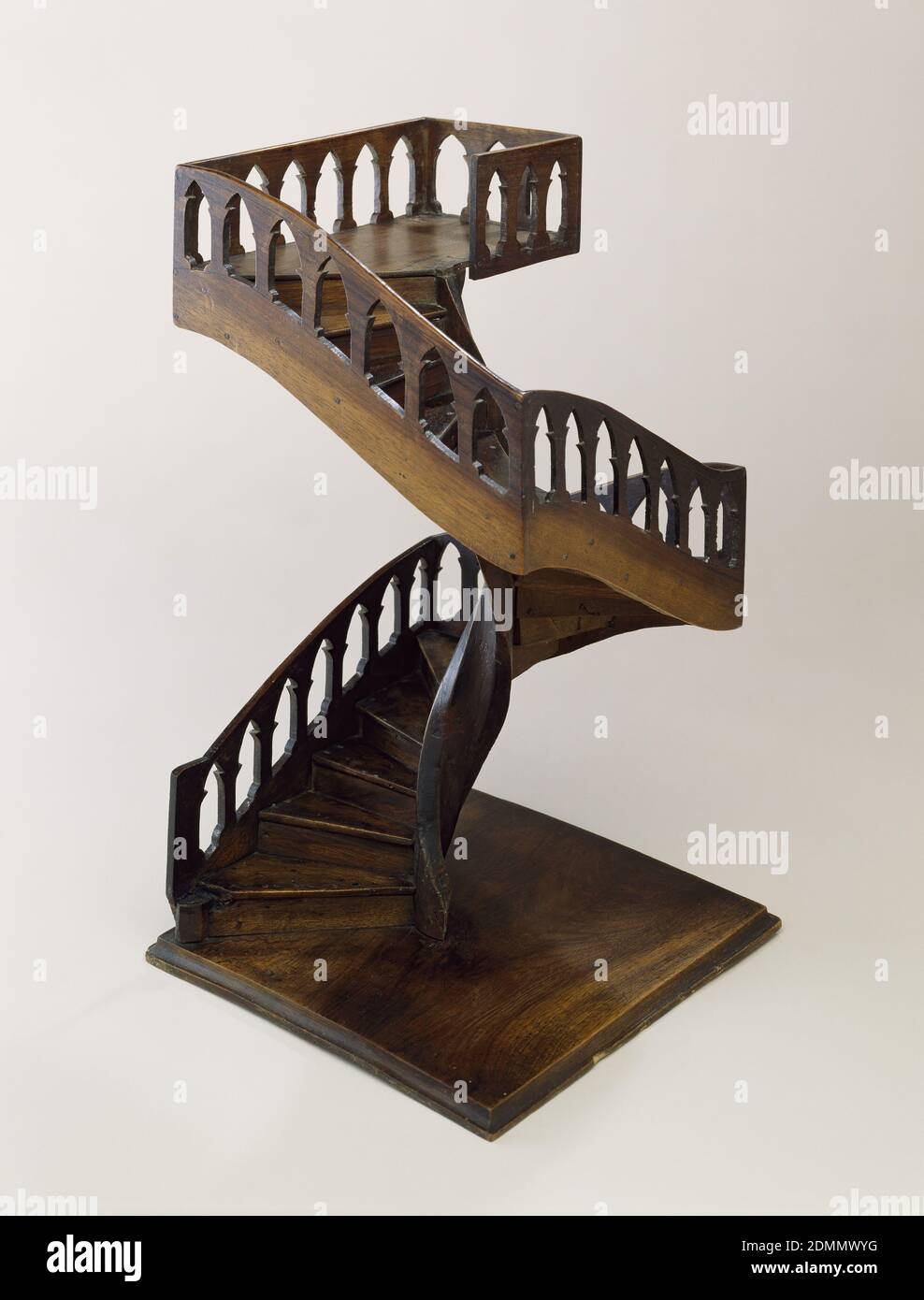 Staircase Model, Planed and carved walnut and fir, Staircase model in French style., France, mid–late 19th century, models and prototypes, Decorative Arts, Staircase Model Stock Photo