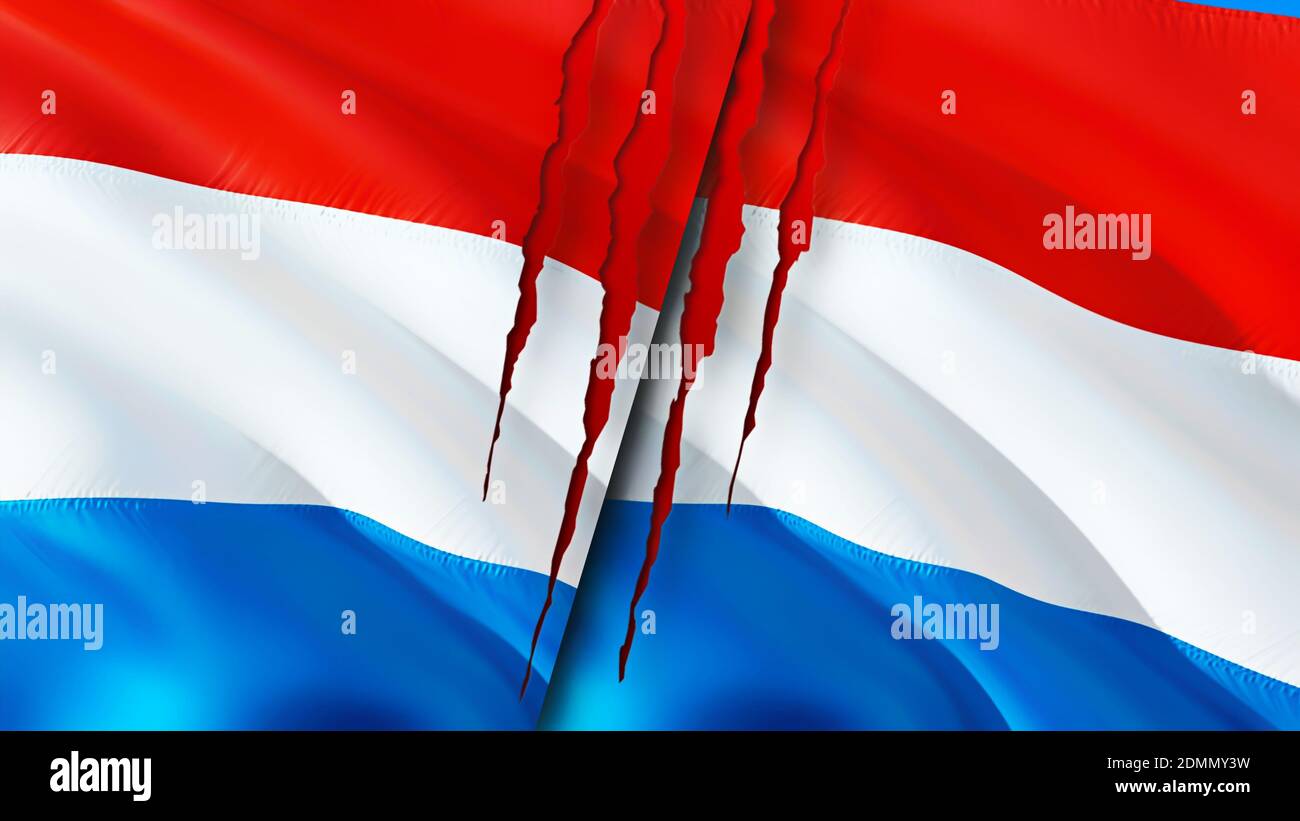 Luxembourg and Luxembourg flags with scar concept. Waving flag,3D  rendering. Luxembourg and Luxembourg conflict concept. Luxembourg Luxembourg  relatio Stock Photo - Alamy