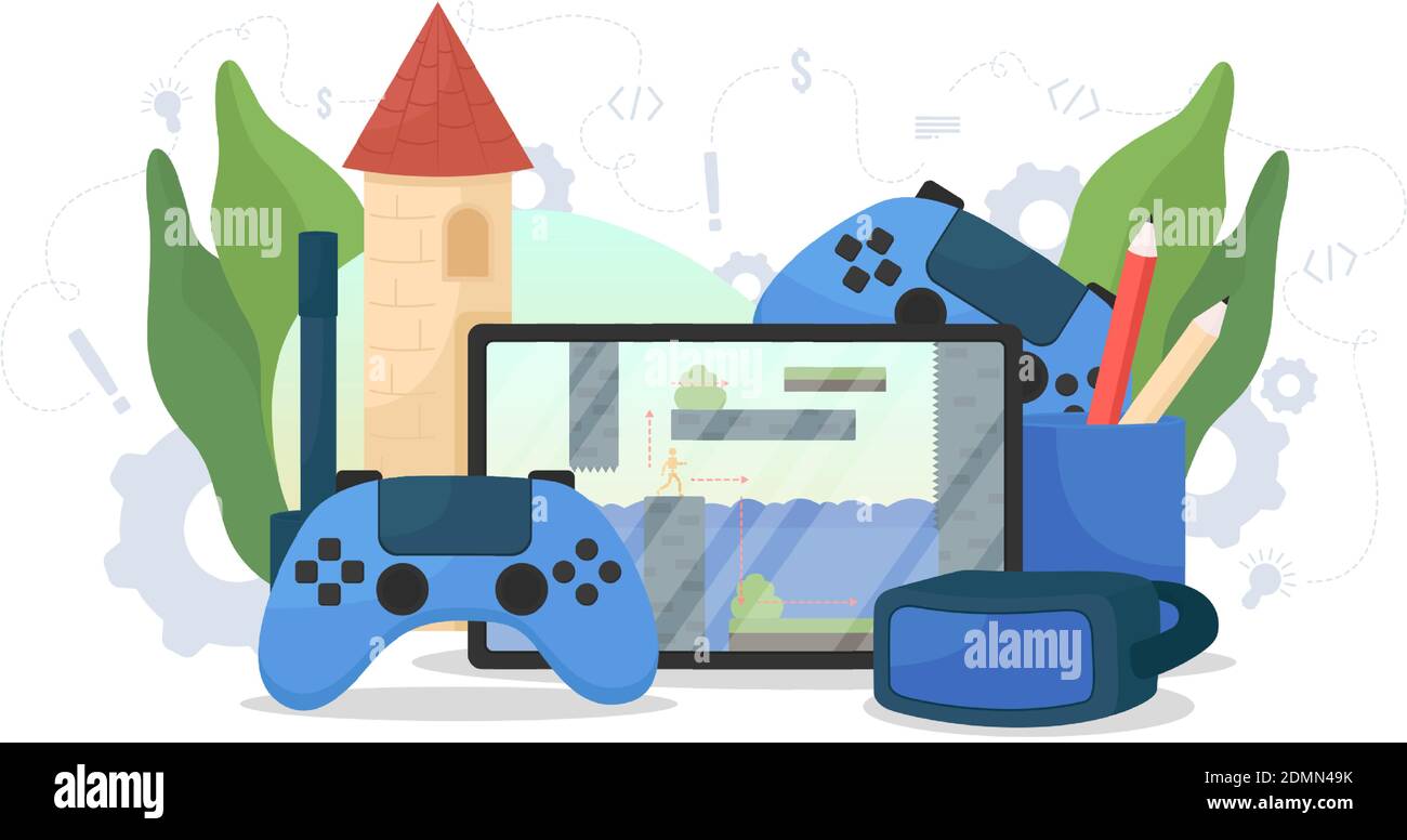Video game development flat concept vector illustration Stock Vector ...