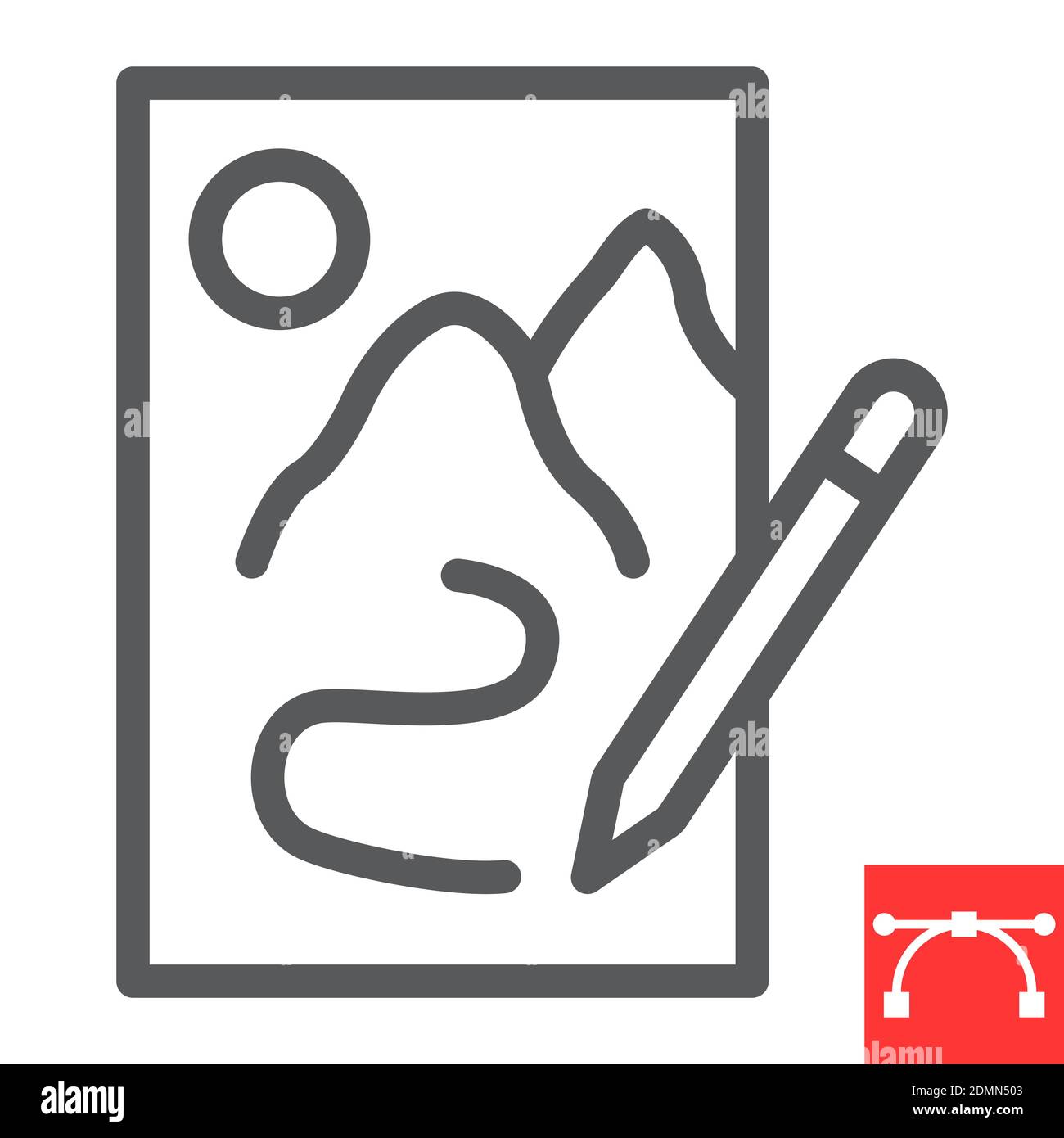 Sketching line icon, sketch and designer, paper and pencil sign vector ...