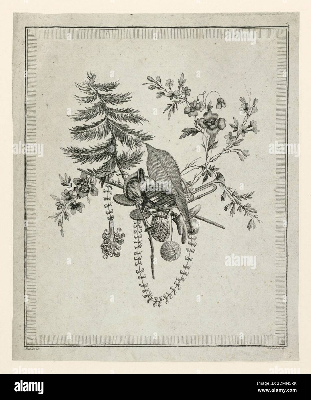 Trophy with Implements of Outdoor Sports, Plate 5 from 'Cahier d ...