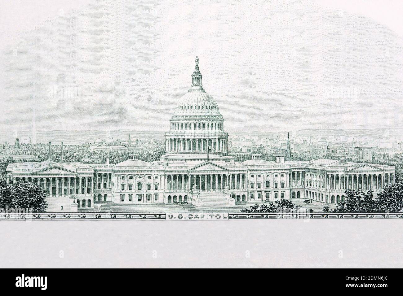 United States Capitol from old American money Stock Photo