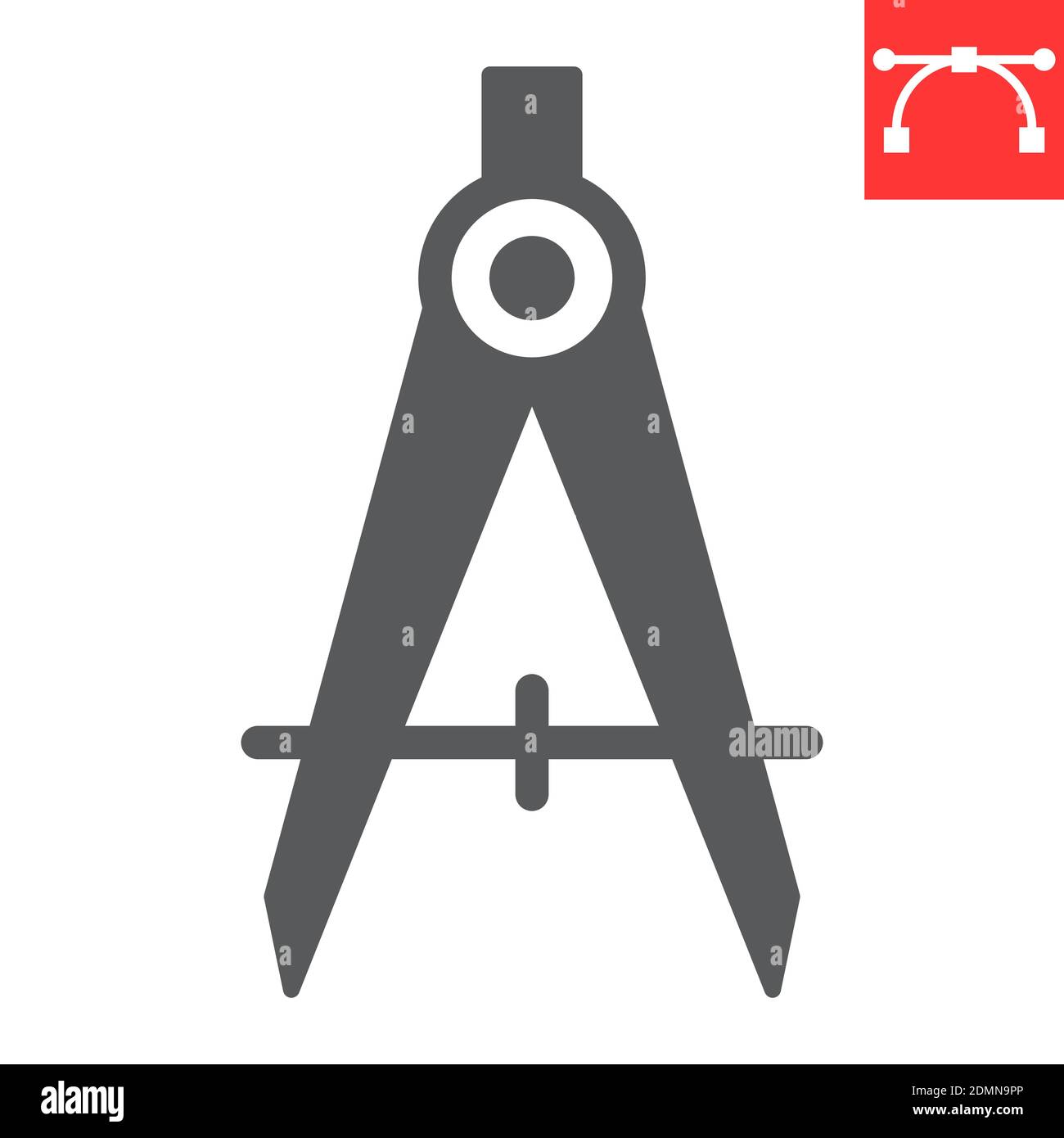 Divider glyph icon, compass and architect, divider sign vector graphics, editable stroke solid icon, eps 10. Stock Vector