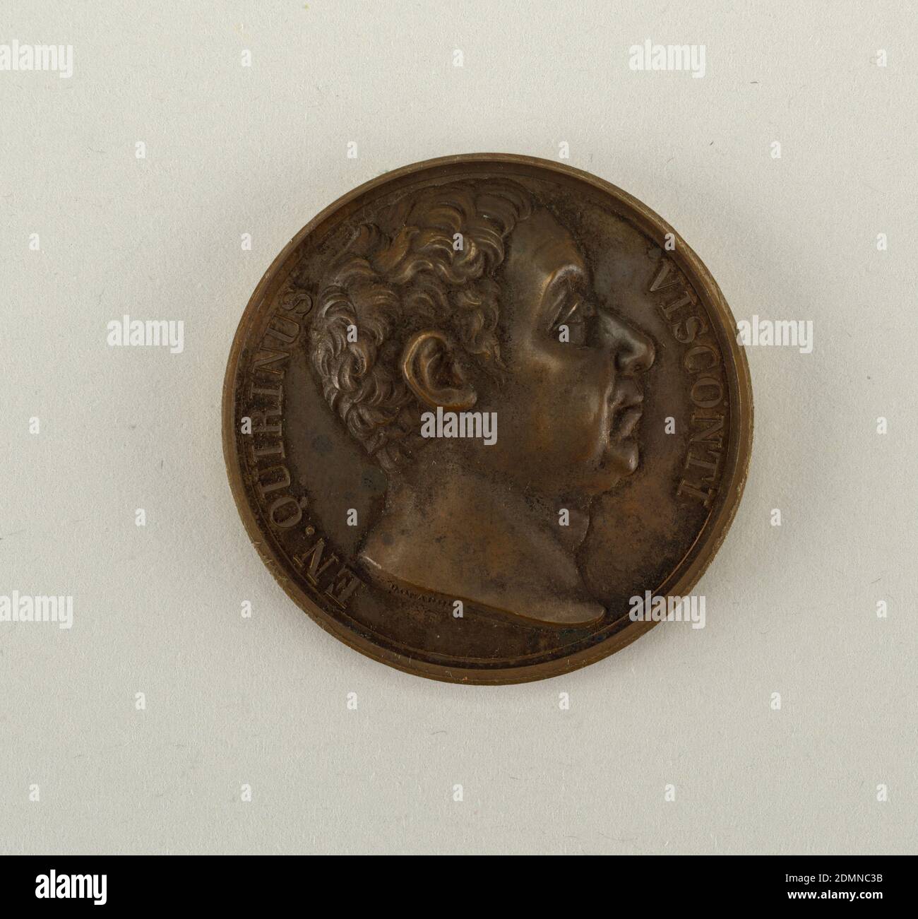 Galerie métallique des grands hommes français (Great Men of France), Cast bronze, Bust Ennius-Quirinus Visconti (1751 – 1818)., France, 1818, metalwork, Decorative Arts, Medal, Medal Stock Photo