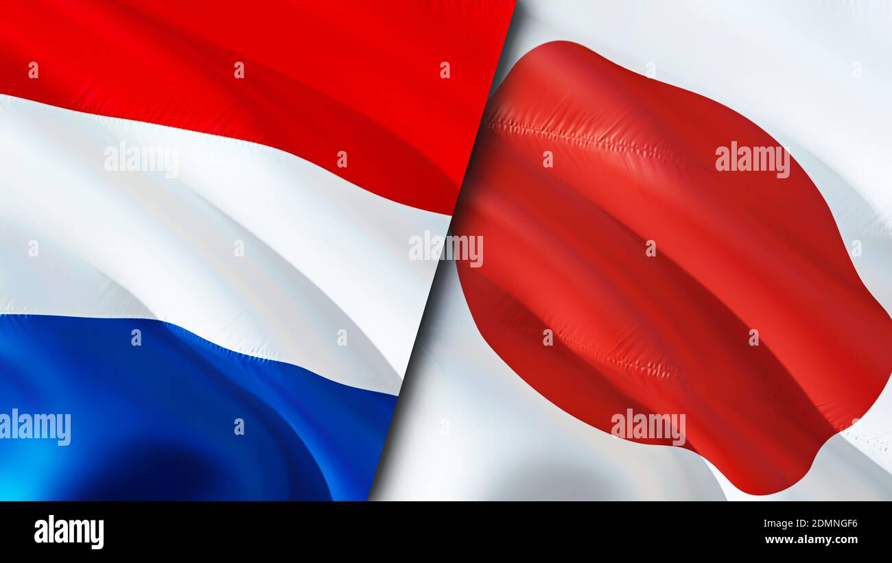 Netherlands and Japan flags. 3D Waving flag design. Netherlands Japan flag,  picture, wallpaper. Netherlands vs Japan image,3D rendering. Netherlands J  Stock Photo - Alamy