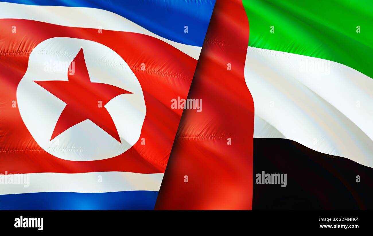 North Korea and United Arab Emirates flags. 3D Waving flag design. North  Korea United Arab Emirates flag, picture, wallpaper. North Korea vs United  Ar Stock Photo - Alamy