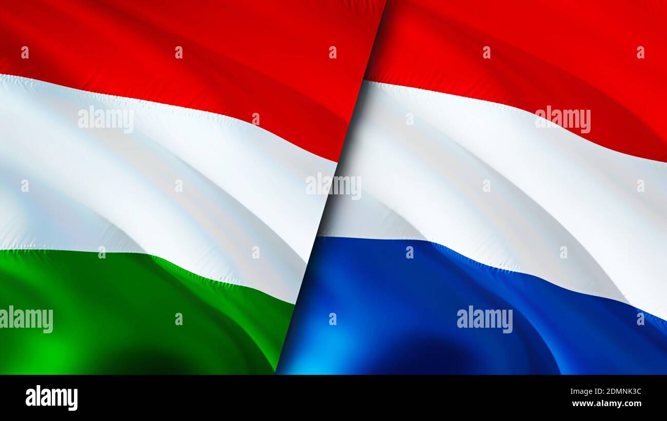 Hungary and Netherlands flags. 3D Waving flag design. Hungary Netherlands  flag, picture, wallpaper. Hungary vs Netherlands image,3D rendering.  Hungary Stock Photo - Alamy