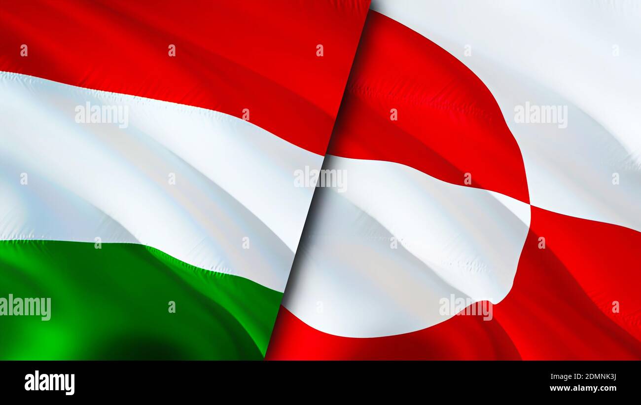 Hungary and Greenland flags. 3D Waving flag design. Hungary Greenland flag,  picture, wallpaper. Hungary vs Greenland image,3D rendering. Hungary Green  Stock Photo - Alamy