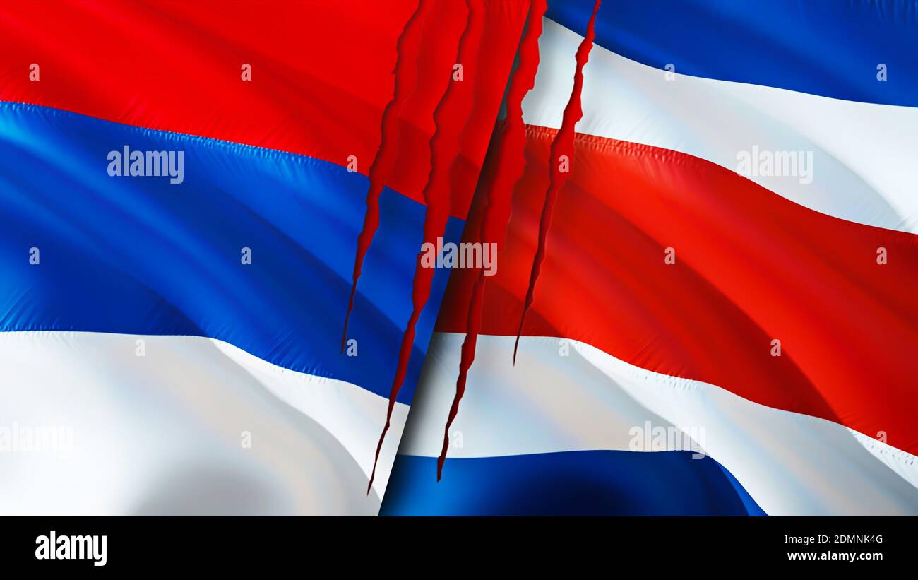 Serbia And Costa Rica Flags With Scar Concept Waving Flag 3d Rendering Serbia And Costa Rica Conflict Concept Serbia Costa Rica Relations Concept Stock Photo Alamy