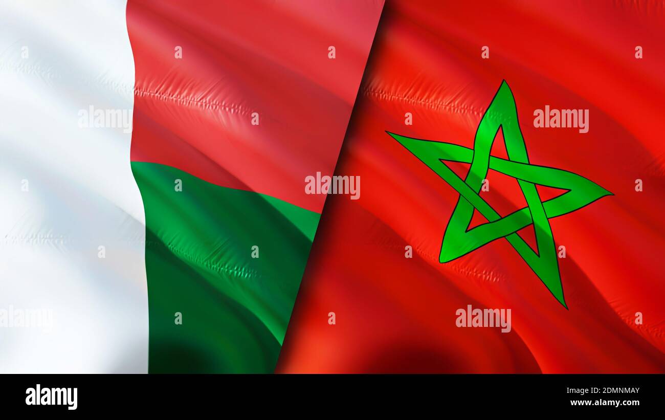 Madagascar And Morocco Flags 3d Waving Flag Design Madagascar Morocco Flag Picture Wallpaper Madagascar Vs Morocco Image 3d Rendering Madagascar Stock Photo Alamy