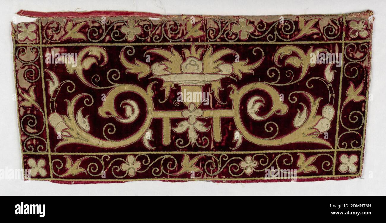 Textile, Medium silk, metallic thread Technique appliqué on velvet