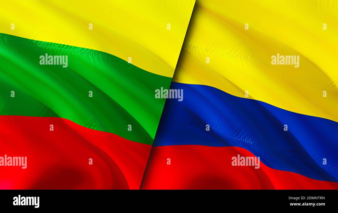 Colombia and Lithuania flags. 3D Waving flag design. Colombia Lithuania ... Colombia and Lithuania flags. 3D Waving flag design. Colombia Lithuania ...