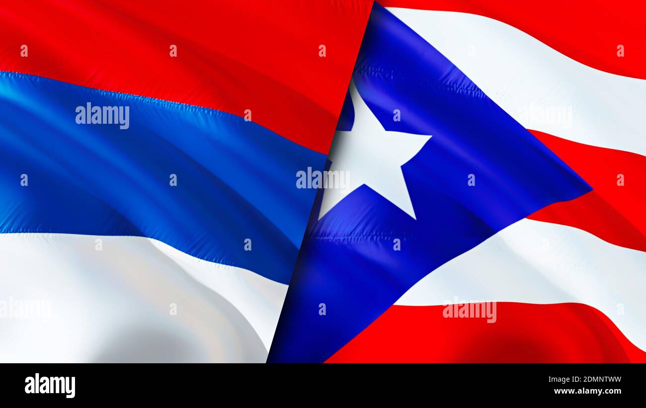 Serbia and Puerto Rico flags. 3D Waving flag design. Serbia Puerto Rico  flag, picture, wallpaper. Serbia vs Puerto Rico image,3D rendering. Serbia  Pue Stock Photo - Alamy