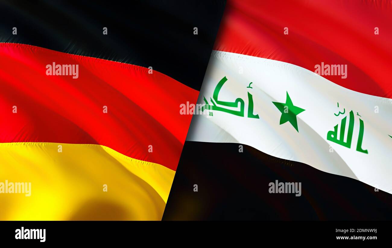 Germany and Iraq flags. 3D Waving flag design. Germany Iraq flag