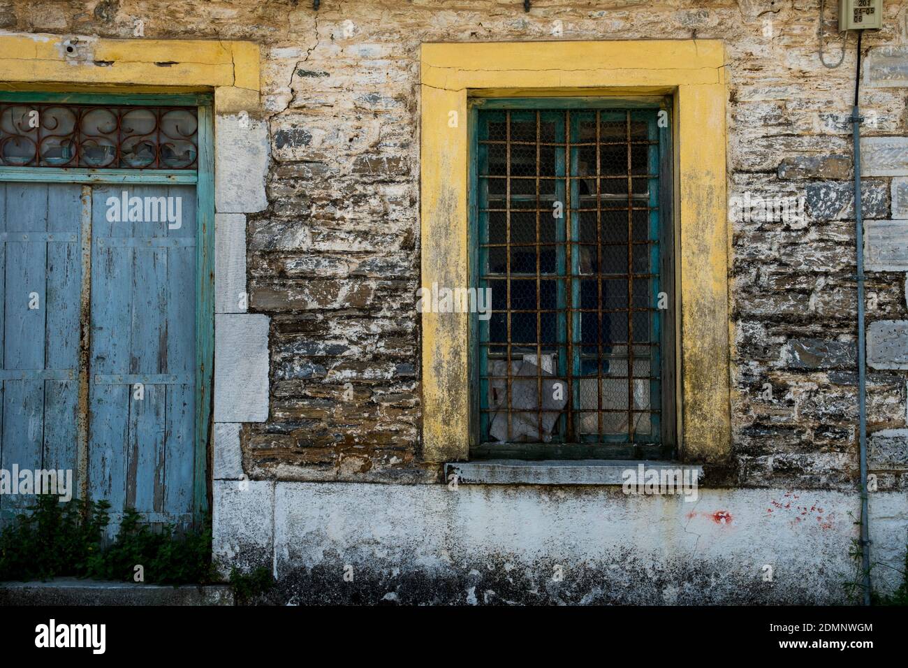 Old wall with door and window Stock Photo - Alamy