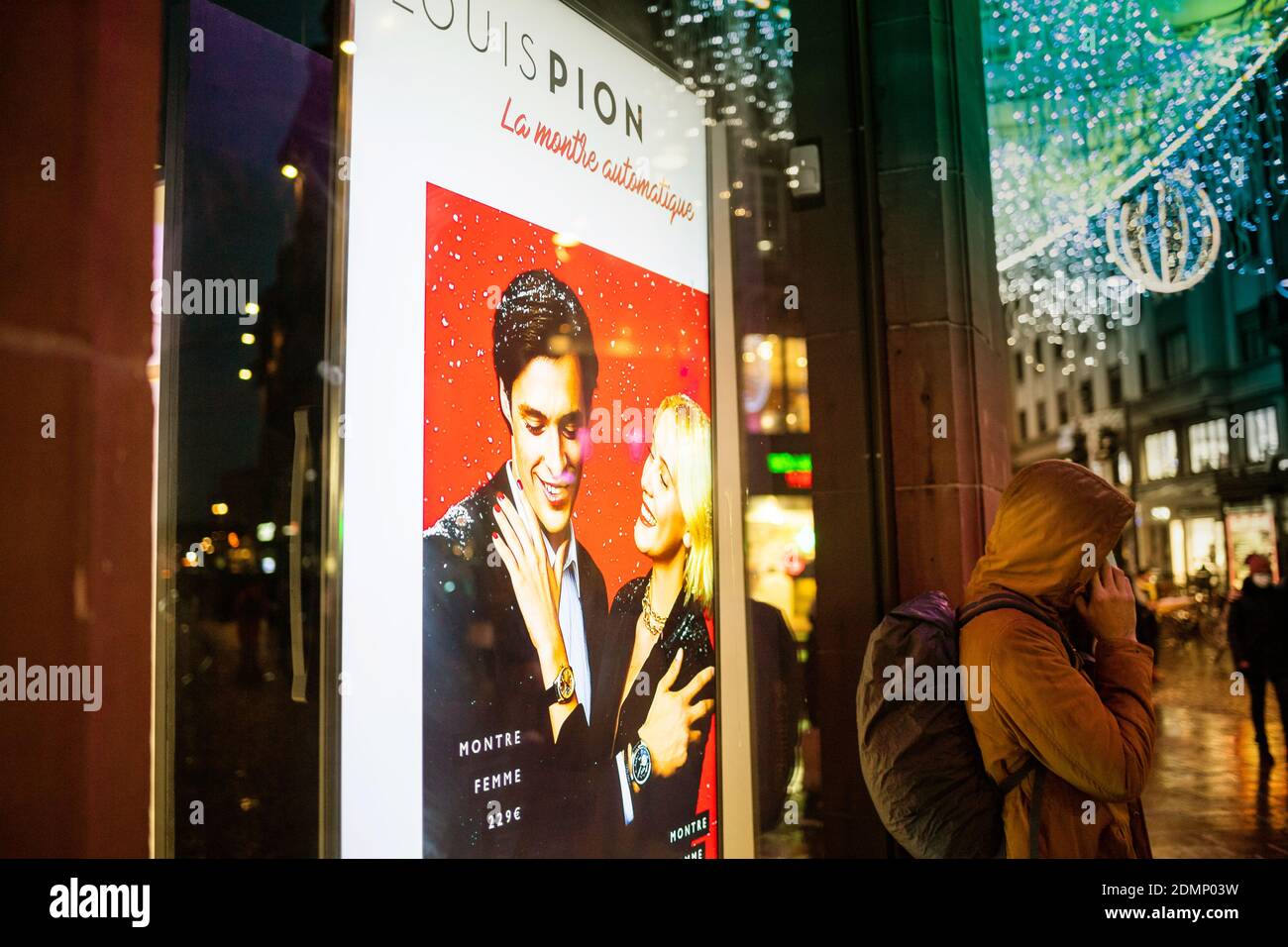 Strasbourg, France - Dec 4, 2020: Advertising for Louis Pion fashion  accessories jewelry on digital signal board display ooh in central  Strasbourg during annual christmas market decoration Stock Photo - Alamy
