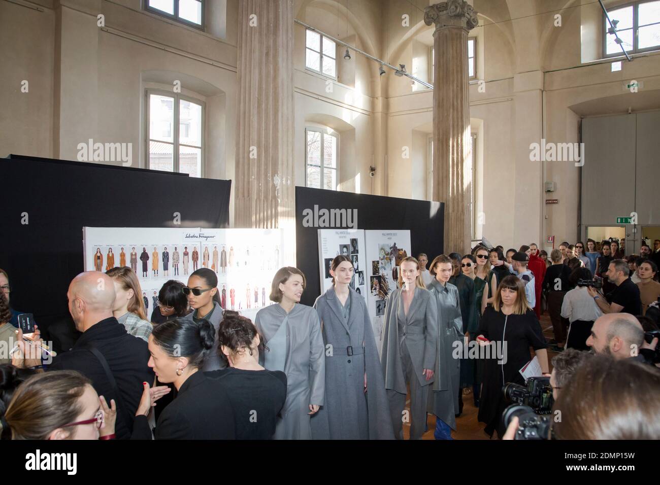 Italian Row Models Ferragamo fashion show held in Milano, Italy on February 2020 ...
