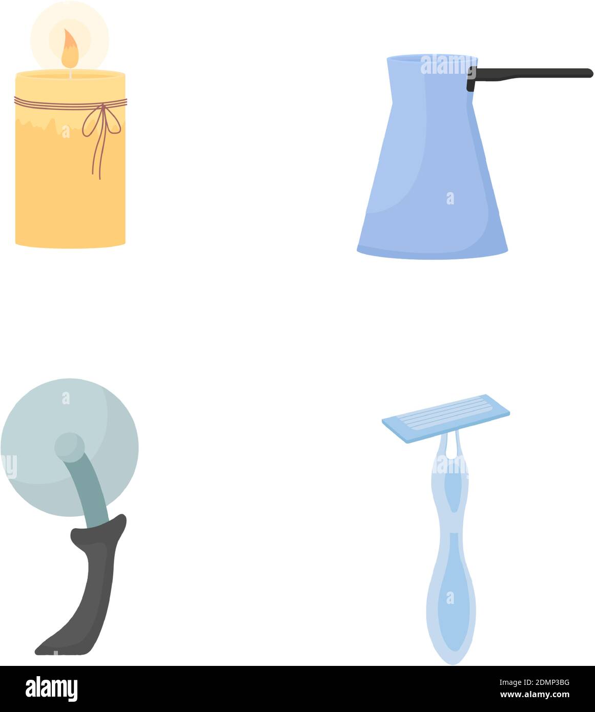 Household utensils flat color vector object set Stock Vector
