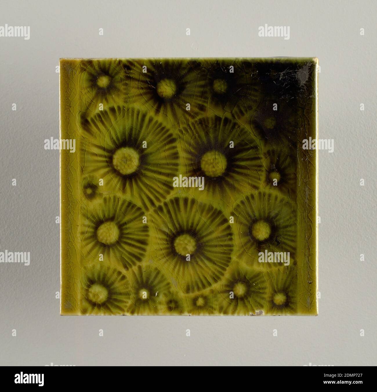 Vintage Lord Krishna Nouveau Embossed Architecture Tile, Japan