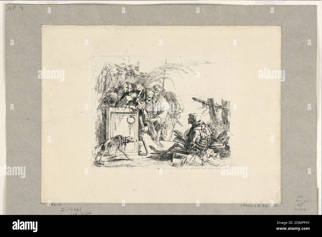 Death Giving Audience, from the Vari Capricci, Giovanni Battista Tiepolo, Italian, 1692 - 1770, Etching on laid paper, Second state, Italy, 1750–1760, Print Stock Photo